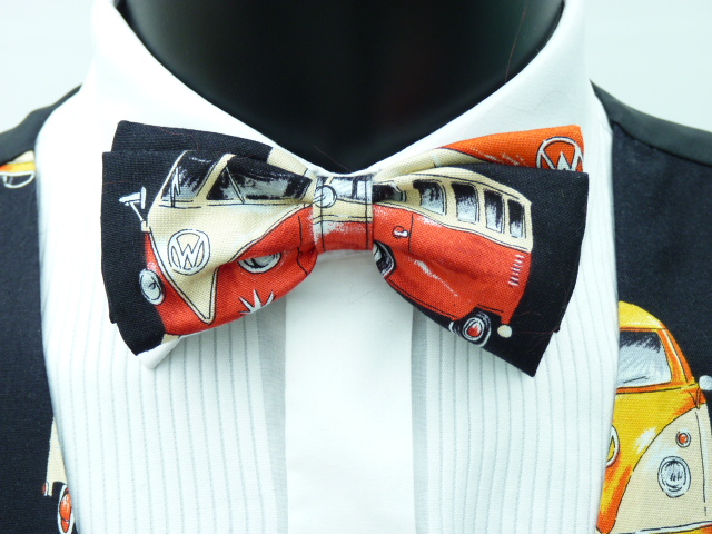 Campervan On Black Pre Tied Bow Tie Pocketwatch Waistcoats